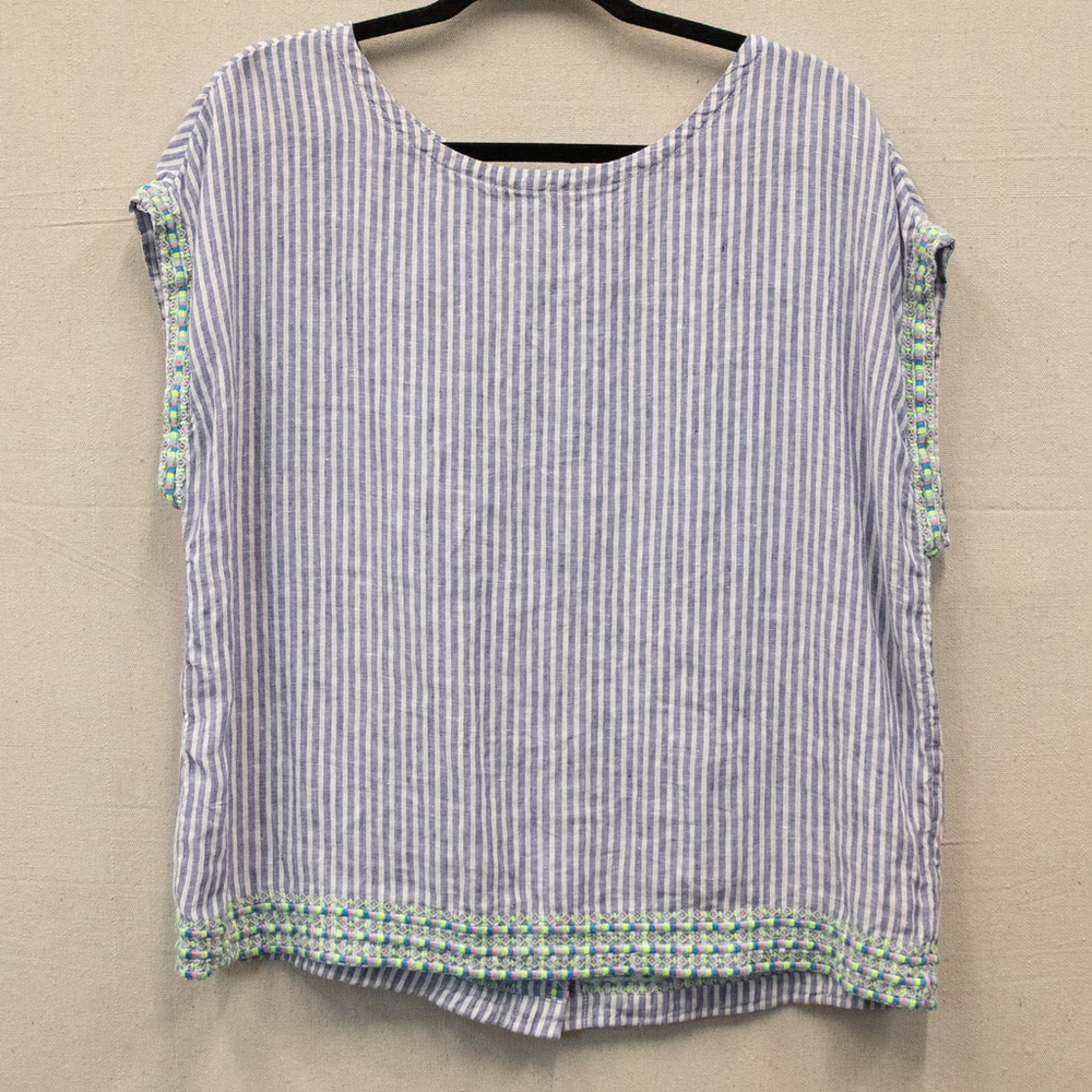 California C&C blue and white stripe boxy shirt-L